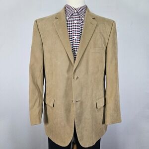 Andrew Fezza Men's Sport Coat Blazer Two Button Beige Suede Polyester 44R